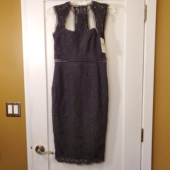 NEW Bardot Womens 6/S lace Dress Cutouts Splice Panel Sheath Fitted Cocktail - Picture 5 of 10